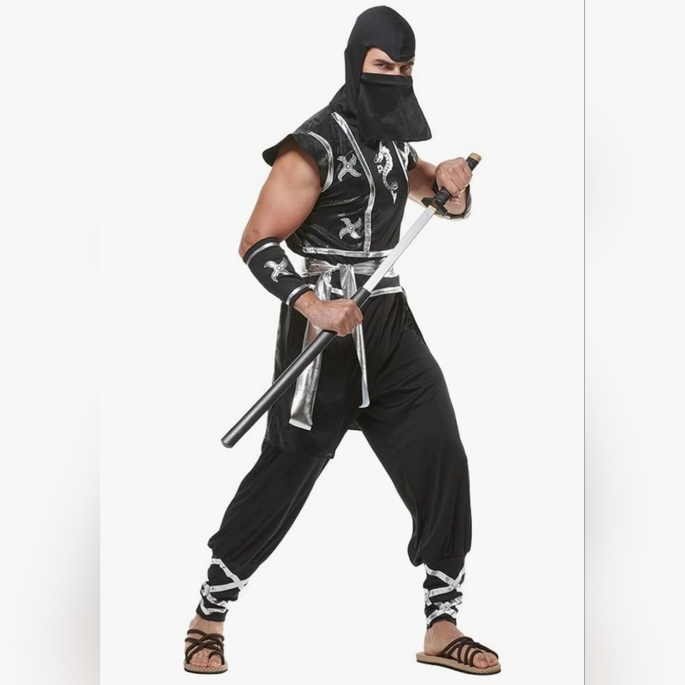 EraSpooky Ninja Costume Men Halloween Swordsman Outfit Japanese Dragon Ninja